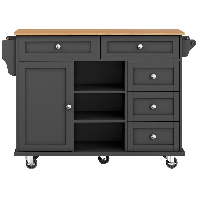 Speisewagen (134 x 46 x 92 cm), moderner und einfacher schwarzer Speisewagen, Schubladen-Aufbewahrungsschrank-Kombination, mobiles und festes Dual-Use-Design, geeignet für Heimküchen