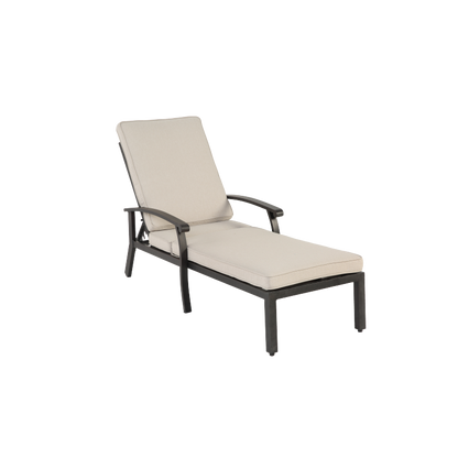 Lounge Patio Chair with Cotton Cushion, Adjustable Reclining Rust-Resistant Aluminum  Poolside Chaise Lounge Furniture, Waterproof Beige Cushion (1pc)