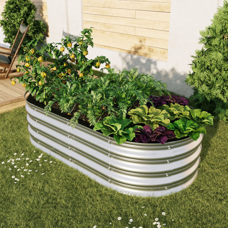 Hochbeet aus Metal Verzinkte Pflanzer erhöhte Gartenbett-Kit, Gartenbetten für im Freien für Gemüse, Blumen und Kräuter, Heavy Duty, rostbeständig, einfache Montage, 1pcs 6x3x1ft