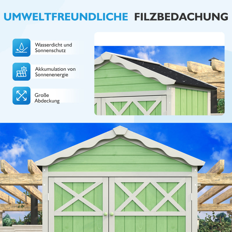 Outdoor Holz Gartenmöbel Aufbewahrungsschuppen, Werkzeughaus für Garten, Terrasse, verblassungsfrei, wetterfest, sicher und geschützt, wartungsfrei, umweltfreundlich, grün
