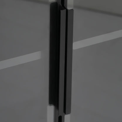 Multifunktionsschrank 110,5x35x160cm Vitrine mit LED-Beleuchtung, Seitenauszug & Glastür – Moderner Hochschrank in Schwarz-Weiß