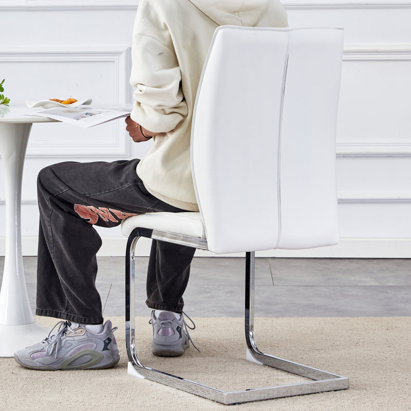 Elegantes Design im europäischen Stil: 2 in einer Kiste, weiße PU-Komfortkissen und silberne Metallbeine