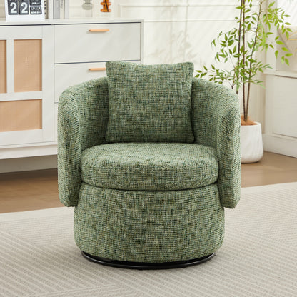 360° Drehsessel Chenille (Grün) – Modern, Rund & Bequem für Leseecke, Wohnzimmer