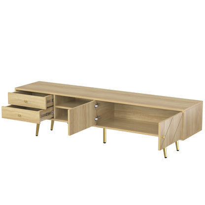 TV-Schrank 160 cm mit Goldfüßen, Zwei Schubladen und Einzigartig Gestalteten Türen