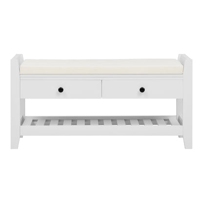 Moderne Schuhbank mit Sitzfläche und Stauraum, Soft Kissen-Oberfläche, Schuhregal für Eingangsbereich, Weiß
