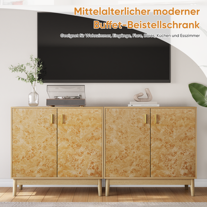 Buffetschrank im Landhausstil mit Massivholzbeinen & verstellbaren Regalen – Deko Schrank für Wohnzimmer, Flur & Eingangsbereich