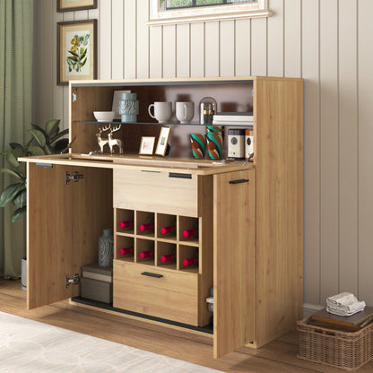 Sideboard, Eleganter Weinschrank mit Doppeltüren, Glasregal und Weinhalterung - Perfekte Aufbewahrung in einem stilvollen Sideboard