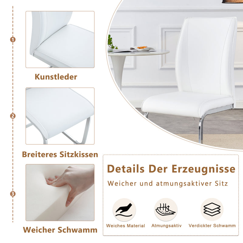 Elegantes Design im europäischen Stil: 2 in einer Kiste, weiße PU-Komfortkissen und silberne Metallbeine