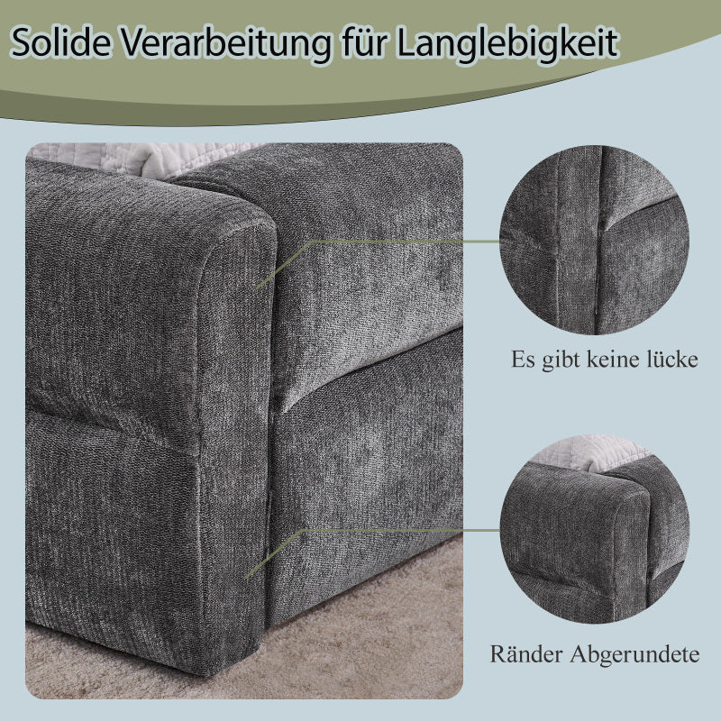 Doppelbett 160×200cm, Chenillestoff, komfortable Rückenlehne, robustes Eukalyptus- und Eisengestell, einfach zu montieren, Dark Gray (ohne Matratze)