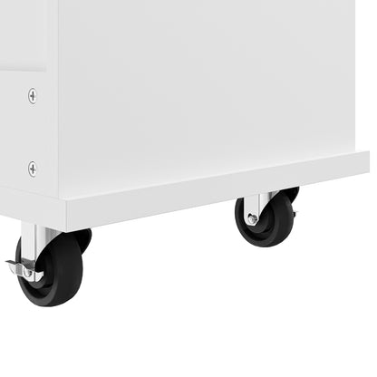 Speisewagen (134 x 46 x 92 cm), moderner und einfacher weißer Speisewagen, kombiniertes Schubladen-Aufbewahrungsschrank-Design, mobiles und festes Dual-Use-Design, geeignet für Privat- und Gewerbeküch