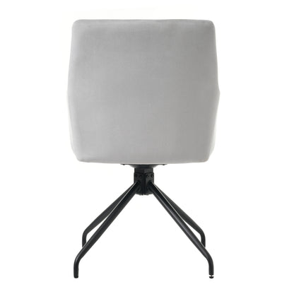 2er Set 360° Drehbarer Esszimmerstühle mit Rautenmuster,Gepolsterter Sessel mit 4 Metallbeinen,Moderner Lounge-Stuhl,Wohnzimmerstuhl für Shlafzimmer,Arbeitzimmer,Lendenwirbelstütze,Samt,Grau