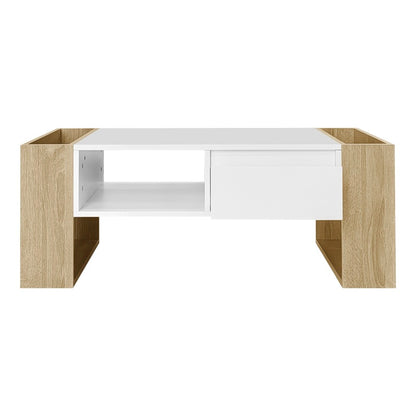 Moderner Couchtisch 105 x 60 x 40 cm - teilweise hochglanz, mit Schubladen und offenen Fächern