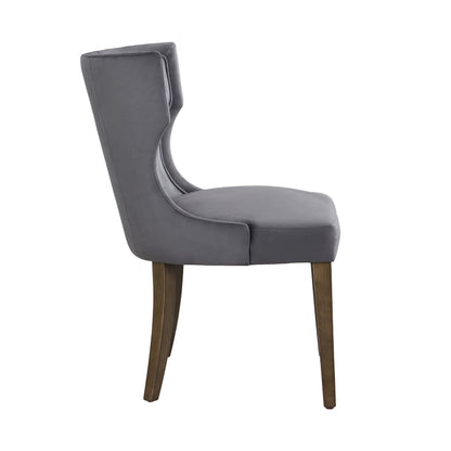 Esszimmerstuhl aus Samt, 2er-Set mit Beinen aus Massivholz, dickes Kissen, verstellbare Beine, Küchenstuhl, Wohnzimmer-Loungesessel, Grau