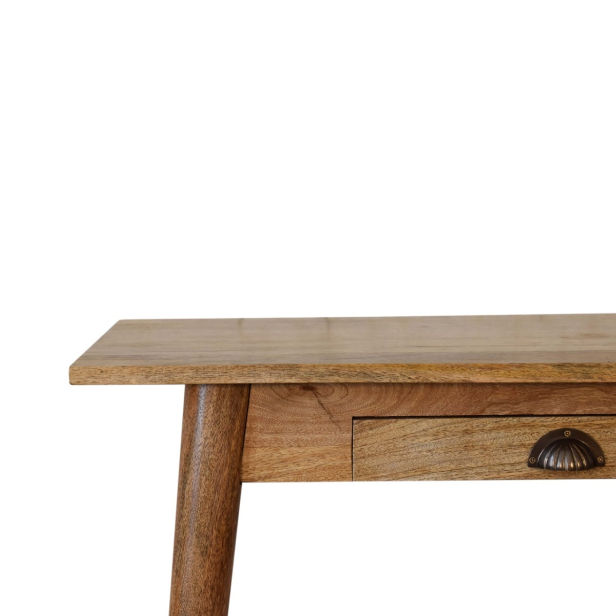 Schreibtisch aus massivem Mangoholz – Nordic Style Mini, 1 Schublade, Handgefertigt, Fertig montiert, Natur Braun, 80x35x77 cm