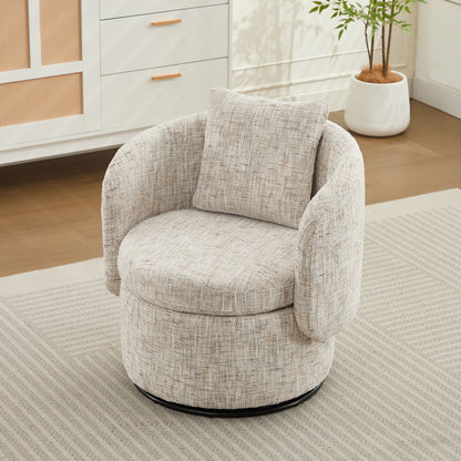 360° Drehsessel Chenille (Ivory) – Modern, Rund & Bequem für Leseecke, Wohnzimmer