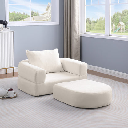 Modulares Sofa-Set Frottee (Terry Cloth), Sektionssofa Minimalistisch, Wohnzimmer Couchgarnitur, Umkehrbar, Beige