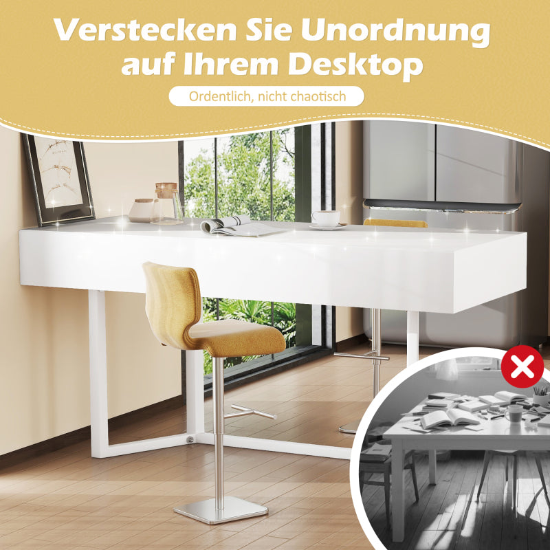 Faltbarer Schreibtisch – Multifunktional, klappbar, mit europäischen Steckdosen, Clamshell-Design zum Verstecken von Unordnung auf dem Schreibtisch