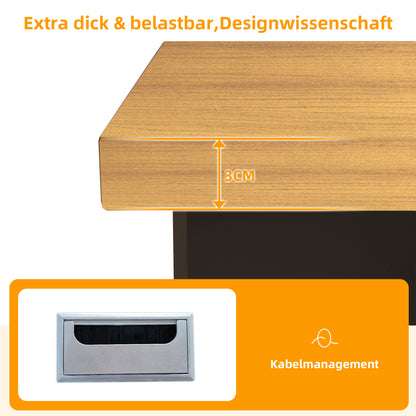 Eckschreibtisch mit integriertem Tierhaus, L-förmig oder einteilig, flexible Montage, Eckschreibtisch für Home Office mit XL-Tierhöhle, Black