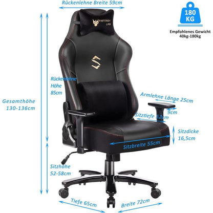 Gaming Stuhl mit Massagefunktion Racing Gamer Stuhl mit Massage Lendenwirbelstütze Gaming Sessel 180KG Belastbarkeit 55 * 52cm großes Kissen Verstellbare Armlehne 3D
