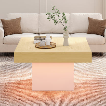 Kreativer LED-Couchtisch in Pilzform, 70x70x40 cm – Stilvoller, quadratischer Beistelltisch, 30 kg Tragkraft, modernes Design für Wohnzimmer