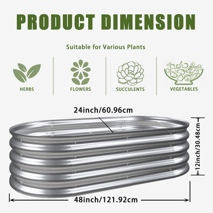 Hochbeet aus Metal Verzinkte Pflanzer erhöhte Gartenbett-Kit, Gartenbetten für im Freien für Gemüse, Blumen und Kräuter, Heavy Duty, rostbeständig, einfache Montage, 1pcs 4x2x1ft