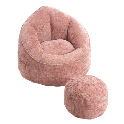 Sitzsack Sofa Stuhl für Erwachsene mit Fußstütze, Rosa