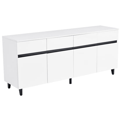 Hochglanz Sideboard, Kommoden,Highboard, Schubladenkommoden mit 4 Schubladen2 Türen und höhenverstellbaren Regalböden, weiß