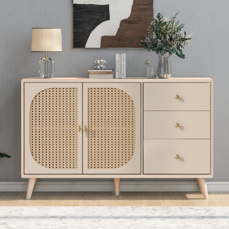 Esszimmer Wohnzimmer Sideboard Kommode Stehschrank Aufbewahrung Sideboard TV-Tisch mit Türen und Schubladen Sideboard mit großem Stauraum Offwhite Creme Breite 120 cm