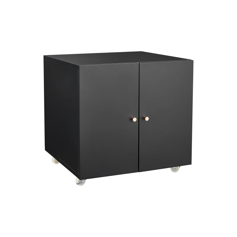 Metal Printer Stand with Storage Mobile Printer Tables for Small Spaces with Door Adjustable Shelf File Cabinet on Wheels for Home Office (Black)