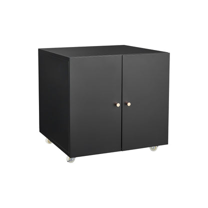 Metal Printer Stand with Storage Mobile Printer Tables for Small Spaces with Door Adjustable Shelf File Cabinet on Wheels for Home Office (Black)