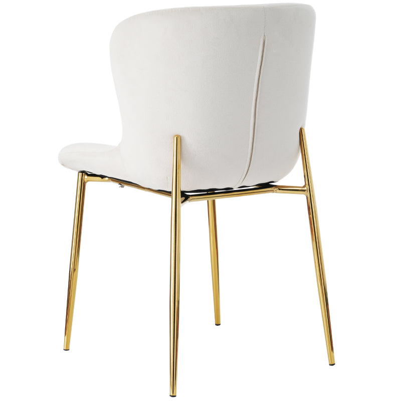 Esszimmerstuhl aus Samt, 2er-set, Loungesessel mit vier Metallfüßen, Beige