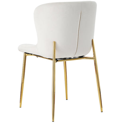 Esszimmerstuhl aus Samt, 2er-set, Loungesessel mit vier Metallfüßen, Beige