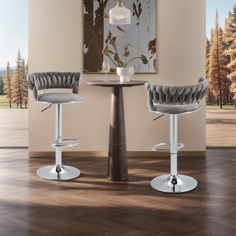 COOLMORE 360 Grad drehbare Barhocker 2 Stück Set höhenverstellbare Stühle mit Fußstütze für Küche, Esszimmer, Insel, Bar, Weinkeller, Büro, Wohnzimmer, Wohnzimmer, Silber, Modern Style, High-End Style