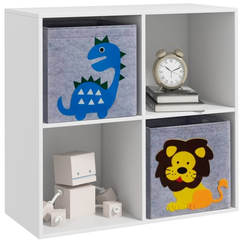 Kinderregal Bücherregal mit 2 Aufbewahrungsboxen Kinderzimmerregal Spielzeugregal für Kinderzimmer Weiß+Grau