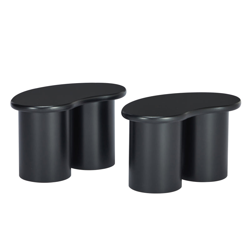 Unregelmäßiger Couchtisch in Knochenform mit 2 kleinen Bänken, großer Couchtisch L 113 cm, B 58 cm, H 40,5 cm, Tischplatte aus MDF und Beine aus PVC mit Filzboden, unregelmäßiger Couchtisch