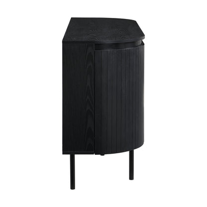Moderner Bogenförmiger Sideboard mit verstellbaren Regalen und Metallbeinen, ideal für Wohnzimmer und Esszimmer (Schwarz)