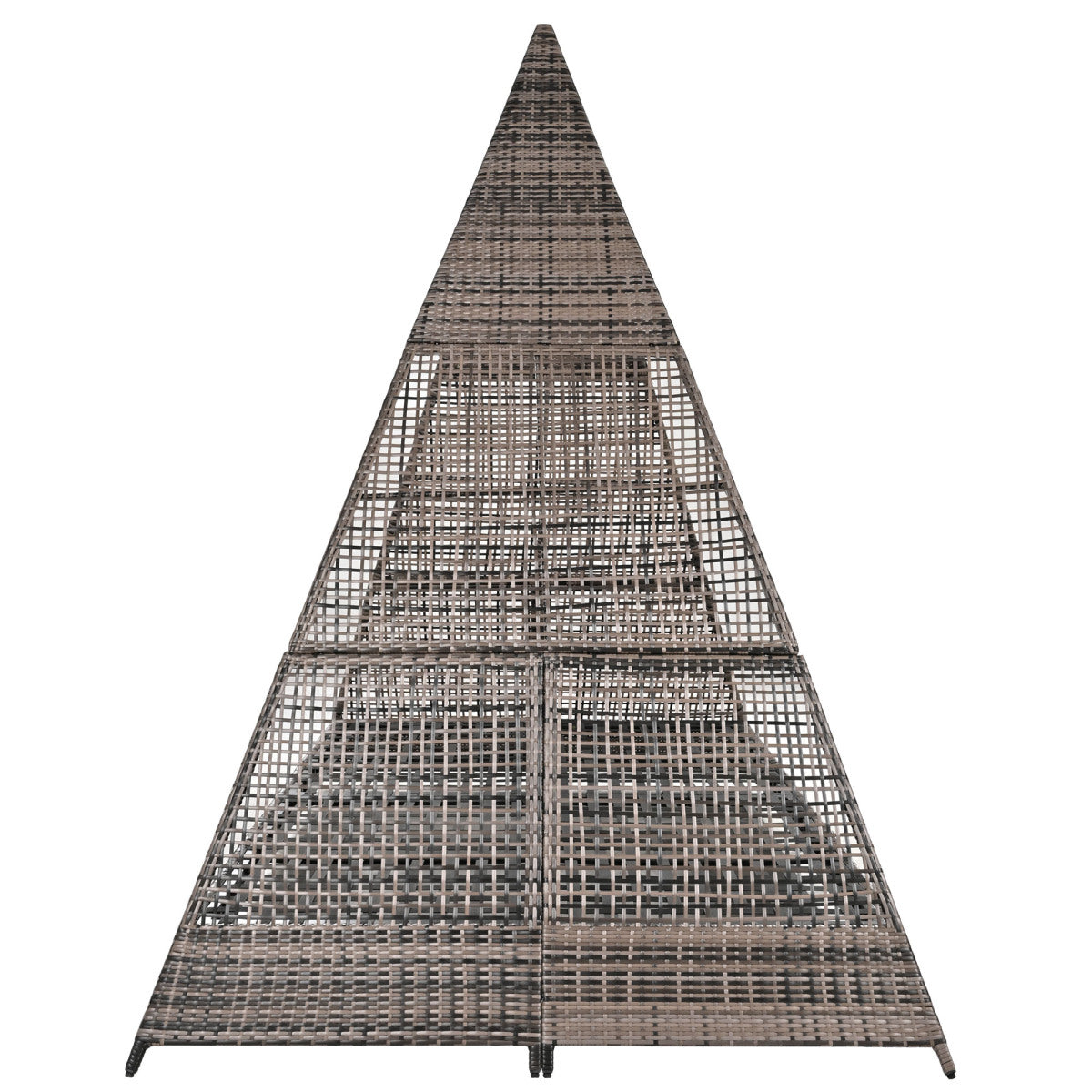 Gartenlounge-Set, Rattanzelt, geeignet für 2–4 Personen, inklusive aller Sitzkissen und Kissen, graues Rattan, beiger Türvorhang, Sitzkissen mit Reißverschluss, daher abnehmbar und waschbar