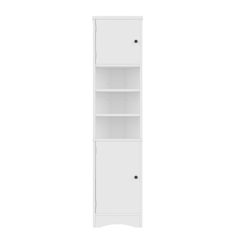 36.5 x 24.5 x 170cmDreieckiger Badezimmerschrank, feuchtigkeitsbeständiger Lack, drei offene Ablagefächer, Doppeltüren, verstellbare Einlegeböden, platzsparend, weiß