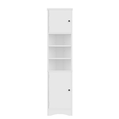 36.5 x 24.5 x 170cmDreieckiger Badezimmerschrank, feuchtigkeitsbeständiger Lack, drei offene Ablagefächer, Doppeltüren, verstellbare Einlegeböden, platzsparend, weiß