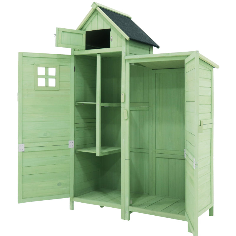 Gerätehaus Gartenschrank Geräteschuppen Geräteschrank, BxT: 118x54 cm, 118 x 54 x 173 cm (BxTxH), wetterfest, Holz, Grünes, PVC-Dach (Set, 1 St., 1 x Geräteschrank)
