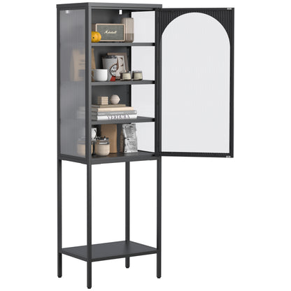 Metall Glas Tür Schaukasten Speicher Schrank – 5-Stufen Würfel Bücherregal Speicher Schrank mit 3 einstellbaren Regalen. Für Küche, Esszimmer, Wohnzimmer, Bad, Home-Office, eisenha, H160cm×B50cm×T35cm