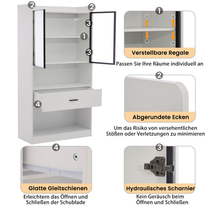 Curio Vitrine mit Licht, 16 Farben Licht, Sammlerstücke Schrank Display Regal, Bücherregal Vitrine für Wohnzimmer, weiß
