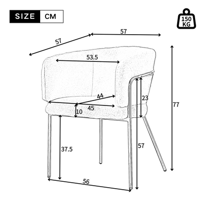 Freizeitstuhl, 2er-set, Esszimmerstuhl, Ankleide Stuhl mit vier Stützbeinen aus Metall, Kaninchendaunenimitat, beige