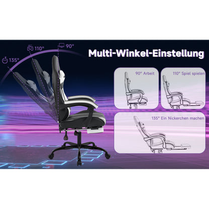Gaming Stuhl Computerstuhl Ergonomischer Gaming Chair mit Fußstütze Bürostuhl Ergonomischer Computerstuhl mit Lendenwirbelstütze