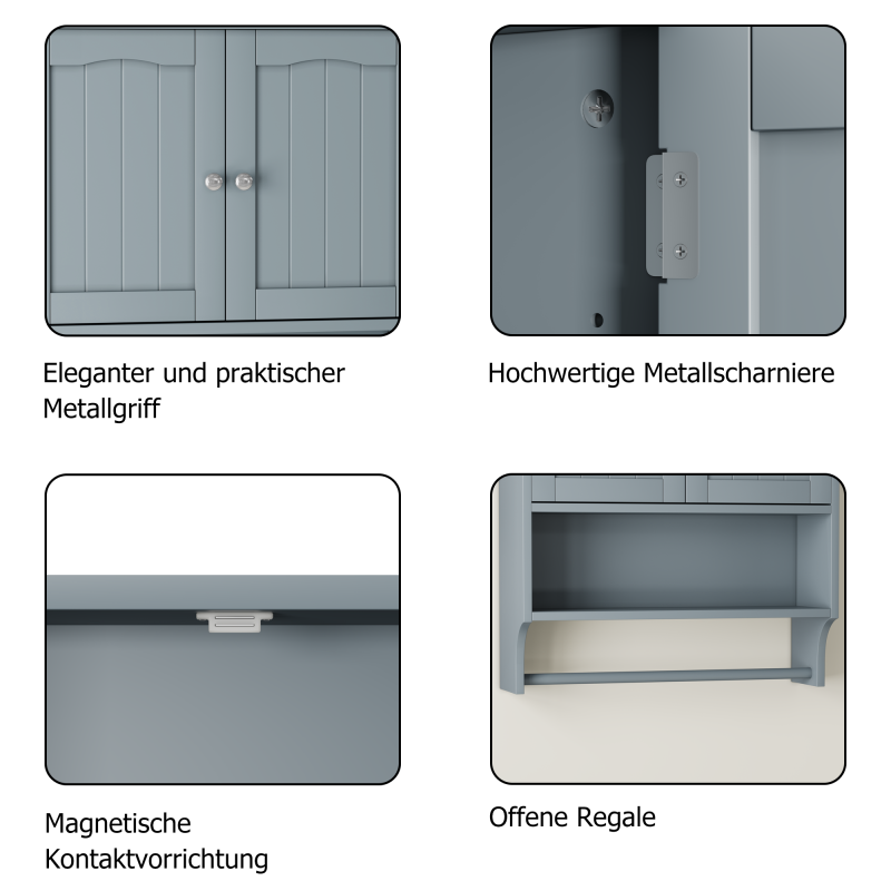 Badezimmer Wandschrank mit Handtuchhalter, hellgrau