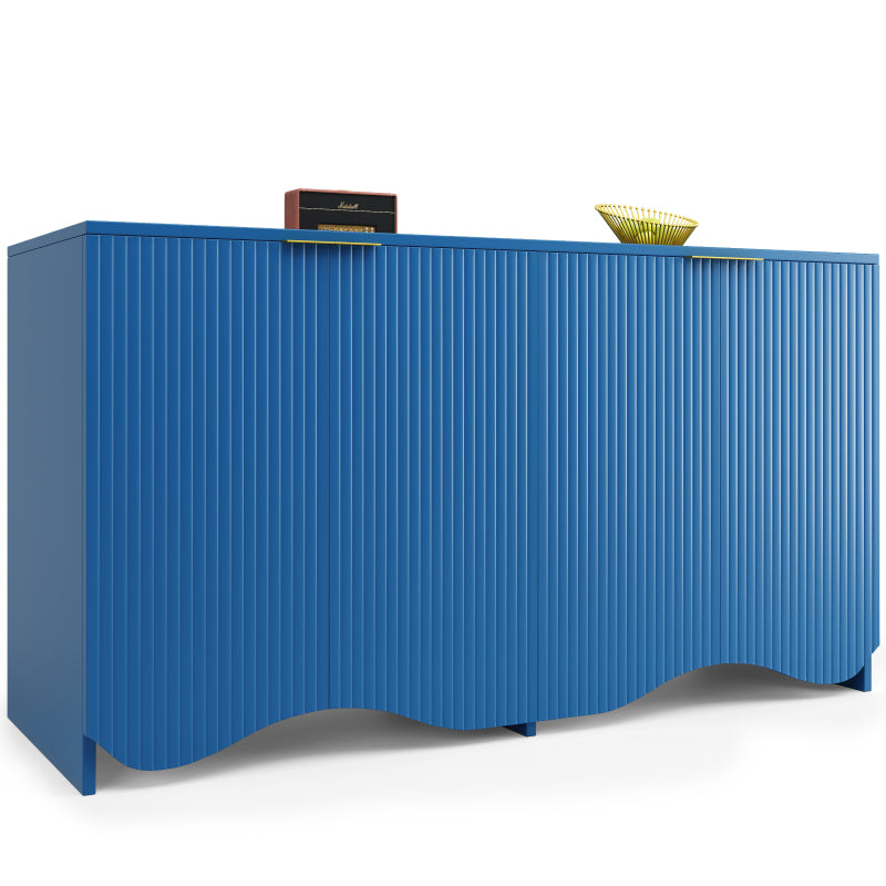 Sideboard(140×40×85cm), buffetschrank, cabinets, Esszimmer Wohnzimmer Aufbewahrungsschränke, Gemusterte Schränke, Freistehende Schränke, Küchenmöbel,Wellenmuster-Design, Blau