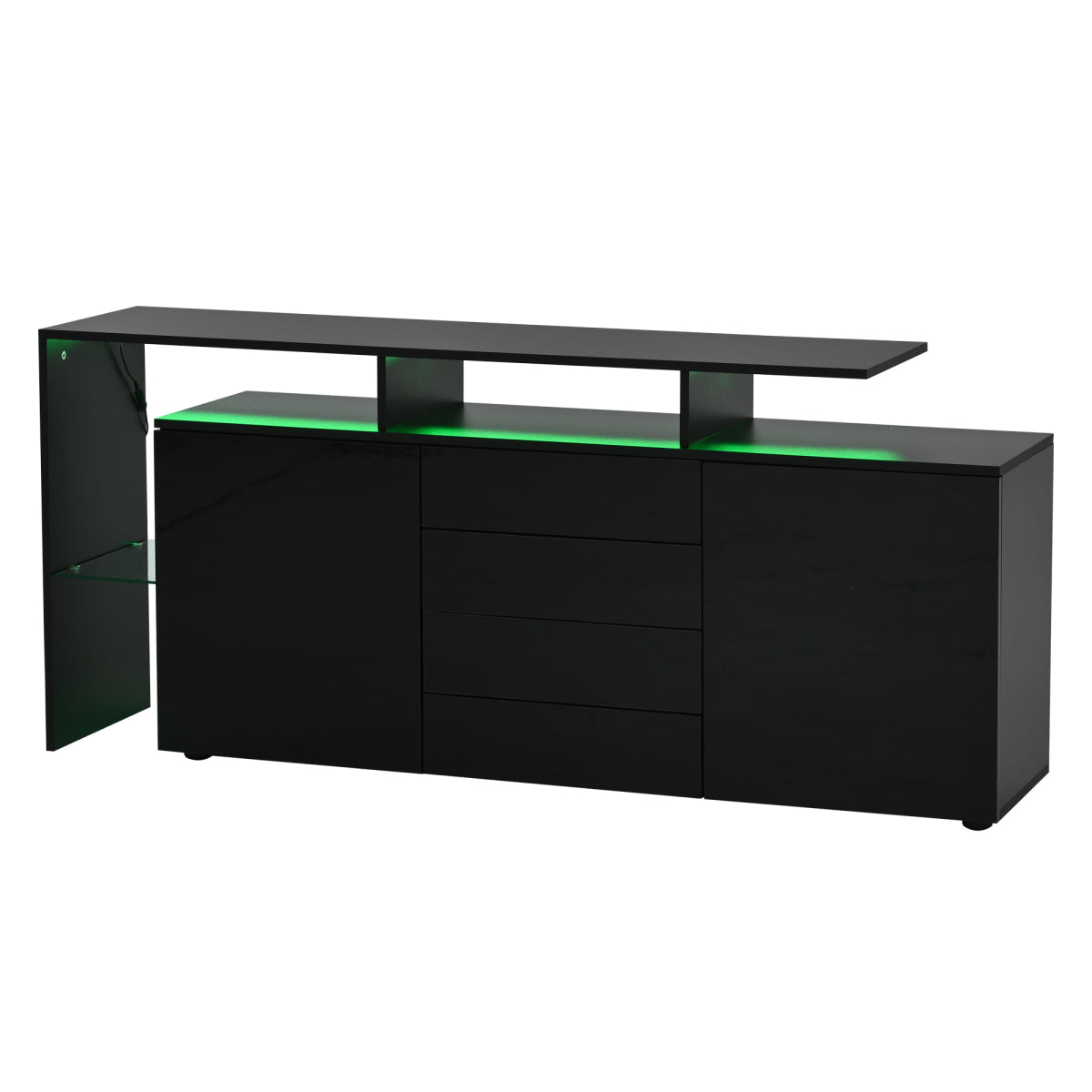 same N625P283229230W Kommode, Sideboard mit LED, Wohnzimmermöbel in Schwarz Hochglanz, Wohnzimmerschrank, Standschrank, TV-Schrank, Wohnzimmerwand, Highboard, Mehrzweckschrank, Buffetschrank Esszimmer