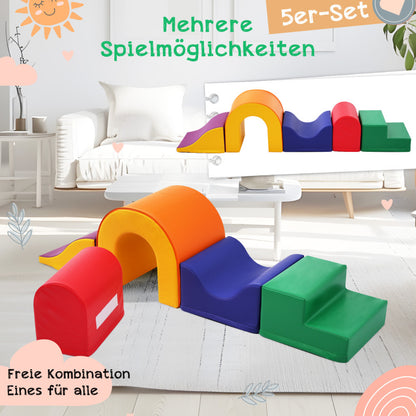 5-in-1 Riesige Bunte Weiche Schaumstoff-Bausteine für Kinder – Perfekt für Kreatives Spielen, Klettern, Kriechen und Motorikförderun
