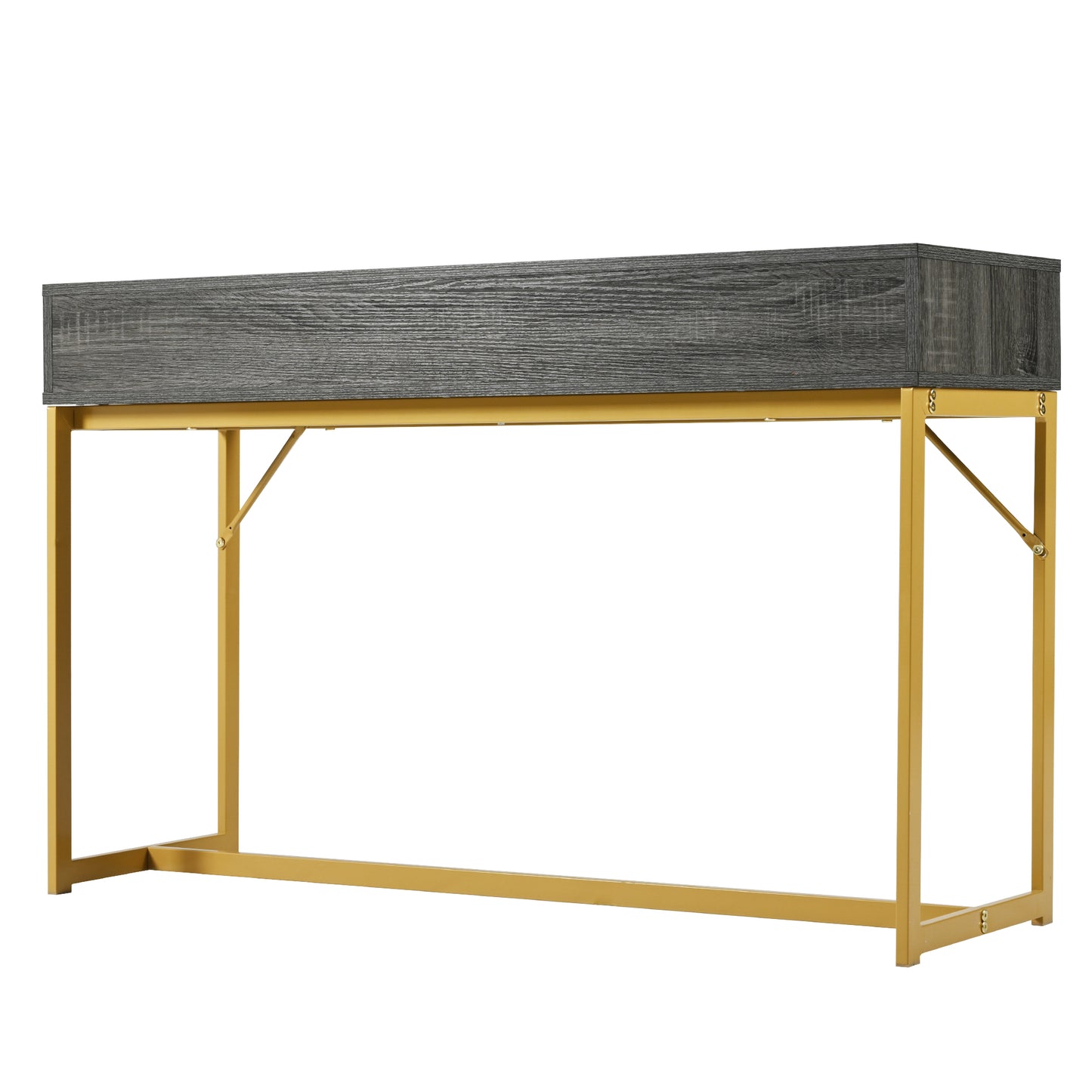Konsolentisch,Flurtisch mit 2 Schublade ,Leichter Luxus-Stil Beistelltisch, Grau/Gold