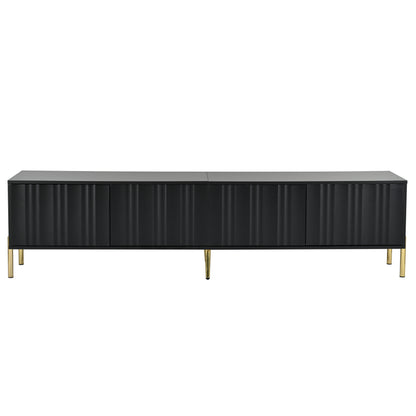 Schwarzes TV-Schrank, 190 cm(L) x 38 cm(W) x 48 cm(H), goldene Tischbeine